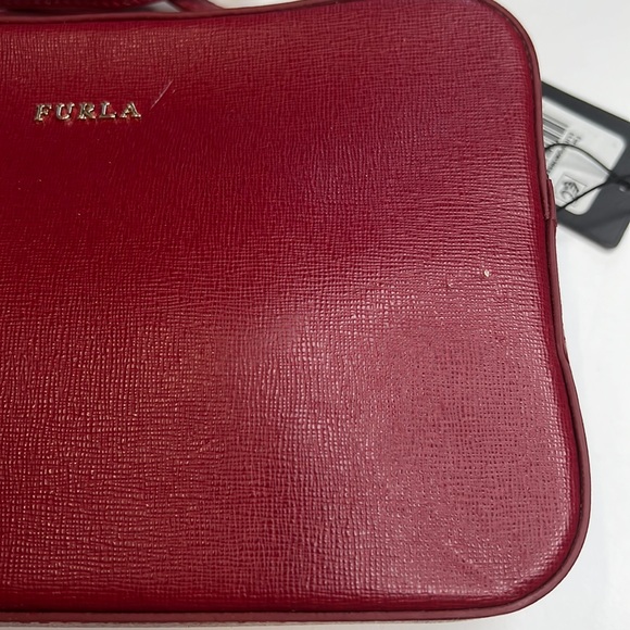 SUPER SALE! Furla Deep Red Leather Shoulder Bag, Double Compartments, NWT! - Picture 4 of 9